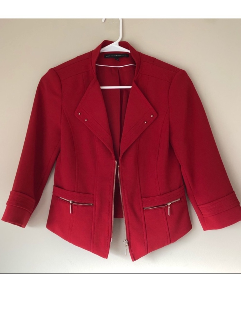 White House Black Market Red Zip-Front Blazer